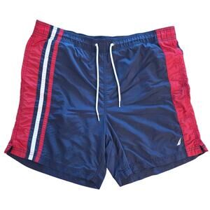 Nautica Men's Red White and Blue Swim Trunks - Large